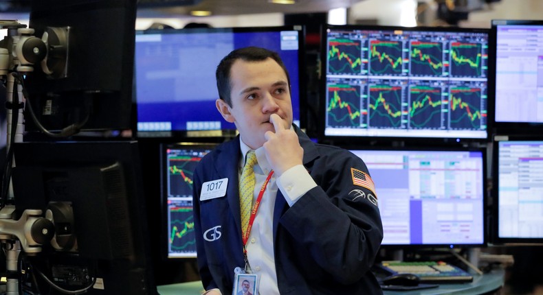 A trader works on the floor at the New York Stock Exchange (NYSE) in New York City, New York, U.S., March 3, 2020.Andrew Kelly/Reuters