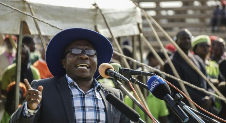 Jacob Ngarivhume, seen here at a rally in 2017, had called for protests on the second anniversary of presidential elections won by Emmerson Mnangagwa