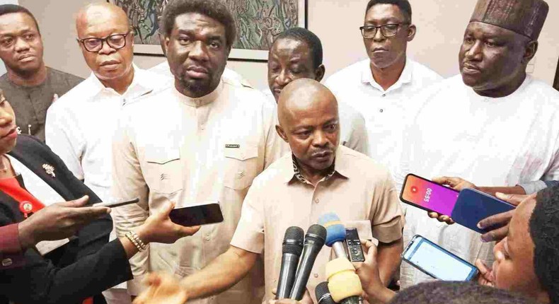 Joe Ajaero, the President of the Nigeria Labour Congress (NLC), and the union's delegation. [Daily Trust]