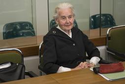Ursula Haverbeck, accused of denying the holocaust, sits in a courtroom in Berlin