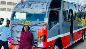 Njugush & his wife Celestine Ndinda with their new matatu