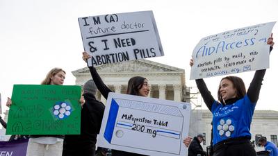 Abortion rights activists rally outside the Supreme Court in Washington, DC.Amanda Andrade-Rhoades/AP