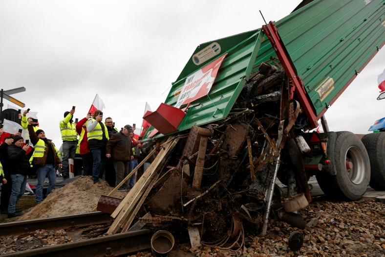 Protest rolników pod Sandomierzem 20 lutego