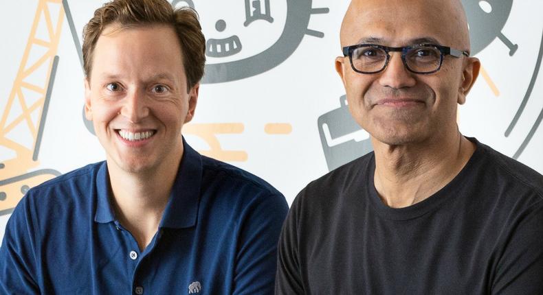 Microsoft CEO Satya Nadella and incoming GitHub CEO Nat Friedman