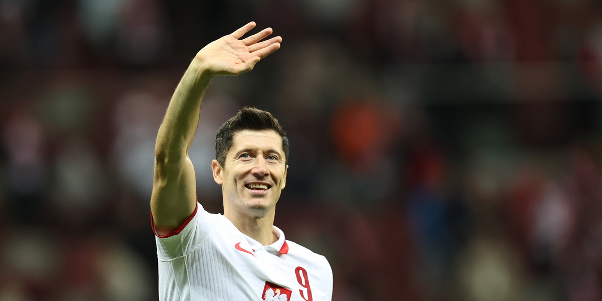 Robert Lewandowski na Stadionie Narodowym w Warszawie. 