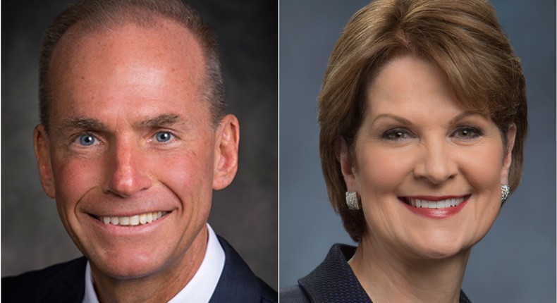 Boeing CEO Dennis Muilenburg and Lockheed Martin CEO Marillyn Hewson.