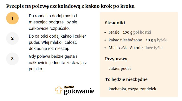 Przepis na polewę czekoladową z kakao