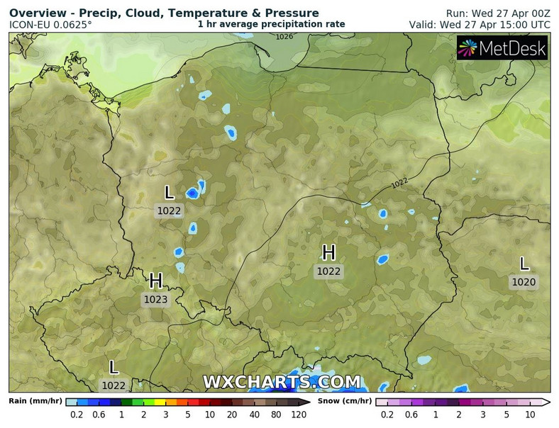 W środę deszcz popada tylko punktowo