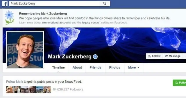 W 2016 roku ktoś zmienił konto Zuckerberga na &quot;In memoriam&quot;