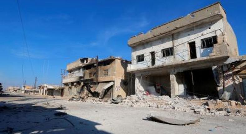 A general view shows a deserted street in the rebel-controlled area where forces loyal to Syrias President Bashar al-Assad carry out offensives to take control of the town of Kafr Nabudah, in Hama province, Syria, October 11, 2015.