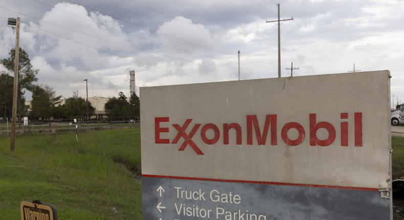 A sign is seen at the entrance of the Exxonmobil Port Allen Lubricants Plant in Port Allen, Louisiana, November 6, 2015. REUTERS/Lee Celano