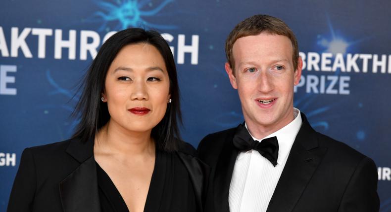 Priscilla Chan and Mark ZuckerbergIan Tuttle/Getty Images for Breakthrough Prize
