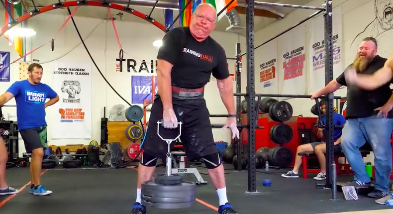 69-Year-Old Lifter Shows Off His Grip Strength