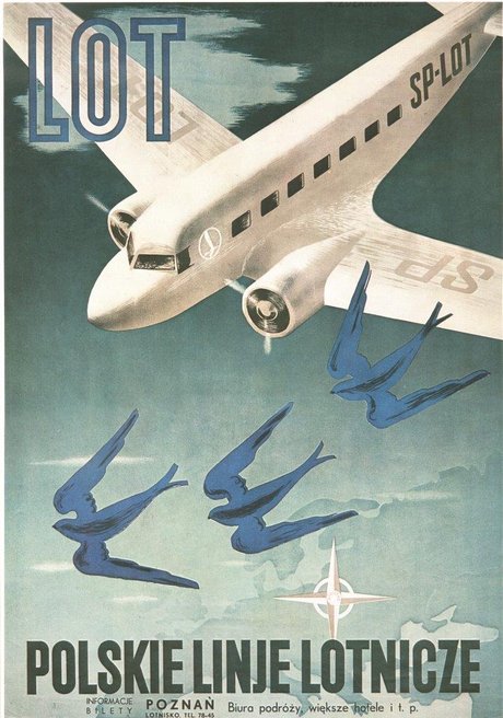 Poster Vintage Avion Polish Airlines LOT - Haute Qualité 50x70 Cm - Décoration Murale Rétro