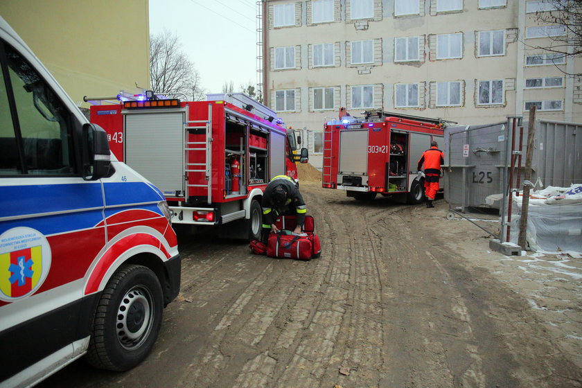 Akcja ratunkowa na budowie przy ul. 6 Sierpnia w Łodzi