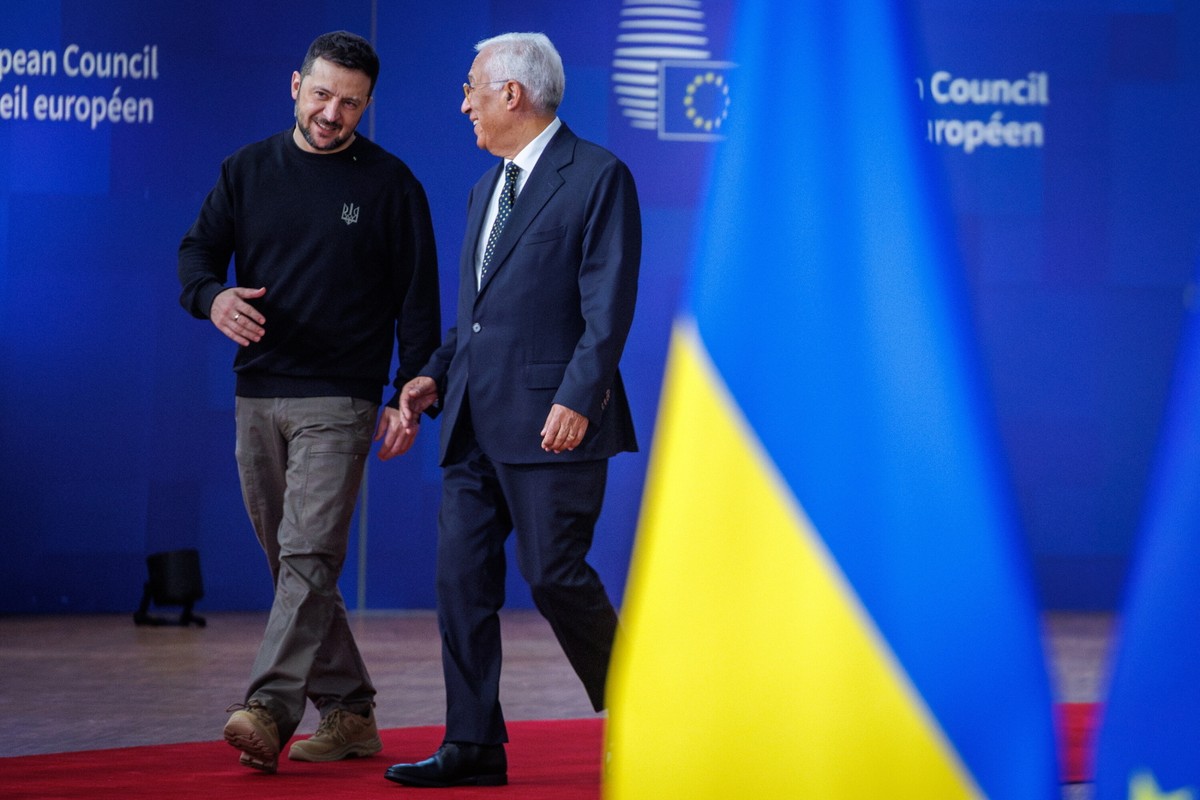 Wołodymyr Zełenski i Antonio Costa na szczycie w Brukseli