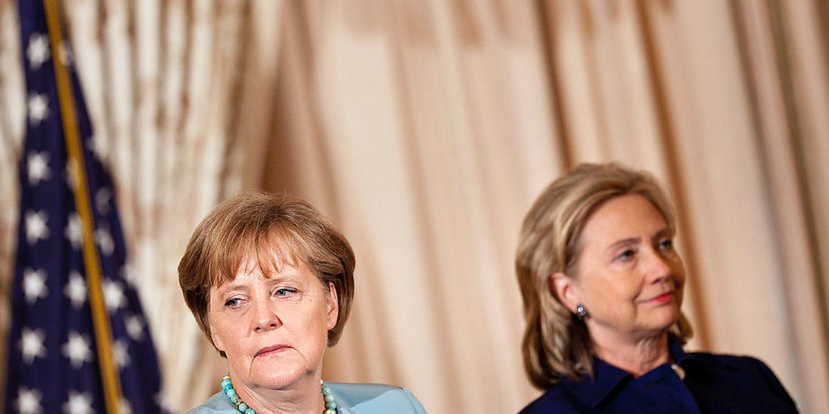 German Chancellor Angela Merkel and Hillary Clinton.