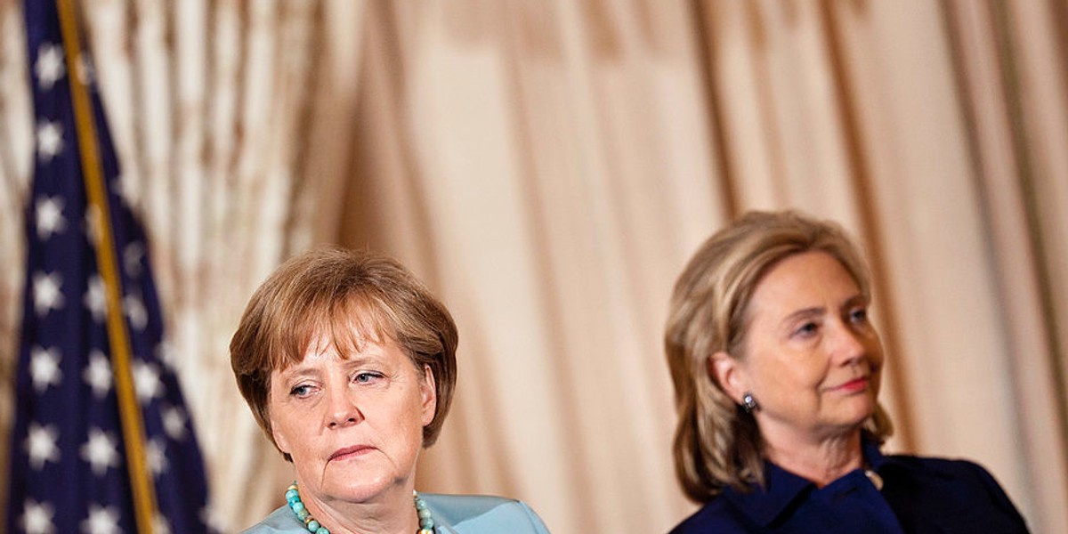 German Chancellor Angela Merkel and Hillary Clinton.