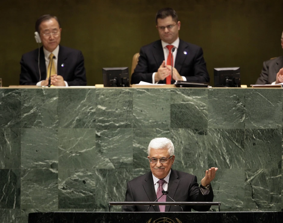 Ban Ki-mun, Vuk Jeremić i Mahmud Abas tokom sednice o statusu Palestine