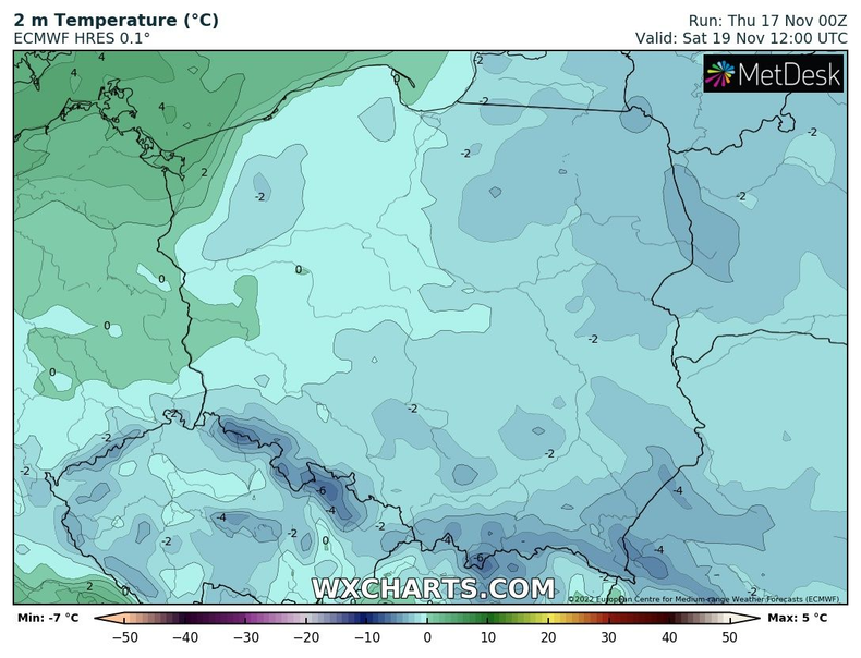 W sobotę w większości kraju temperatura nie przekroczy 0 st. C.