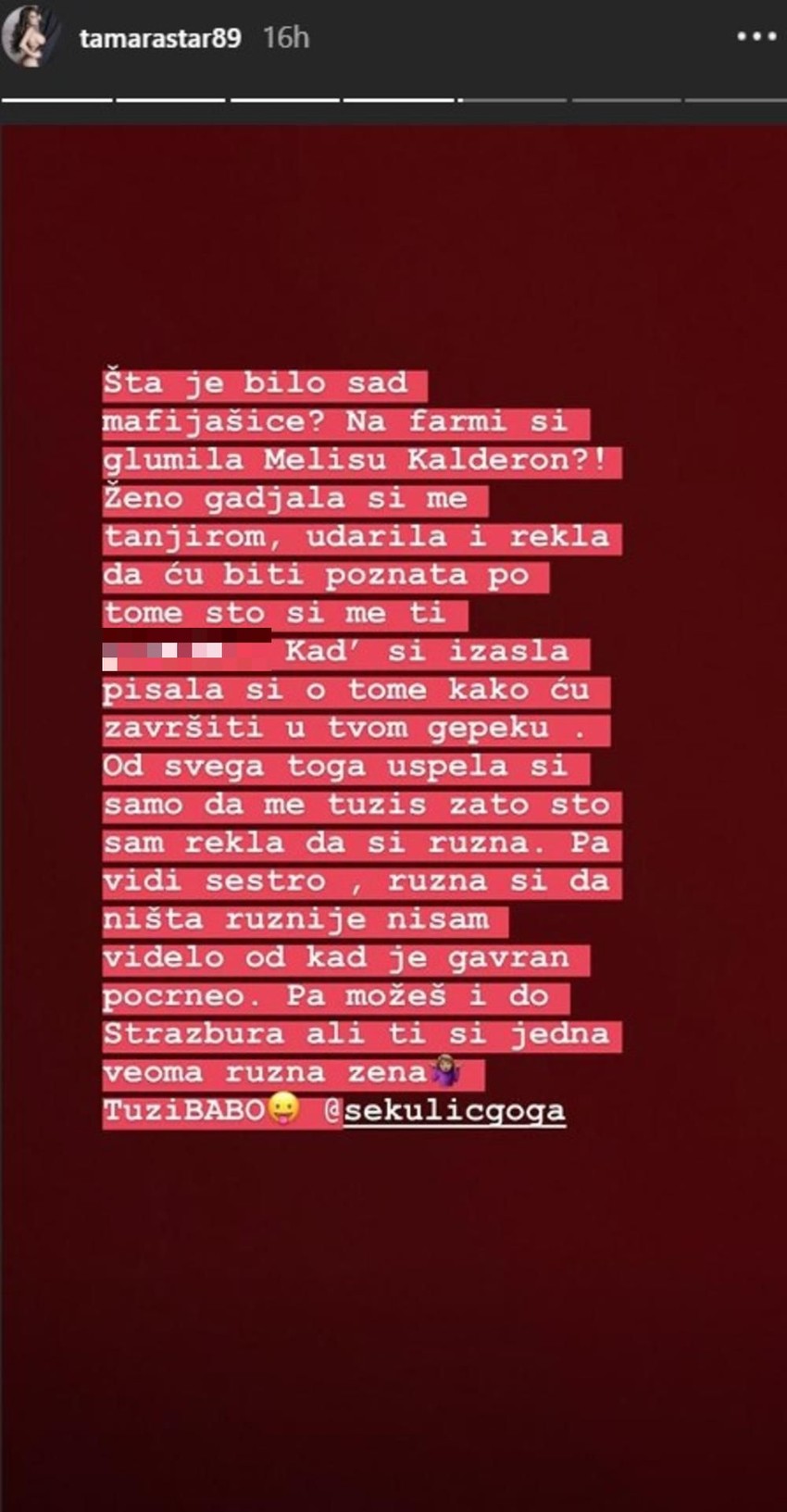 Tamara Đurić na Instagramu