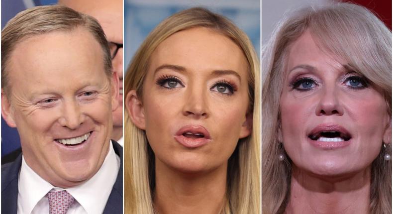 Sean Spicer, Kayleigh McEnany, and Kellyanne Conway.