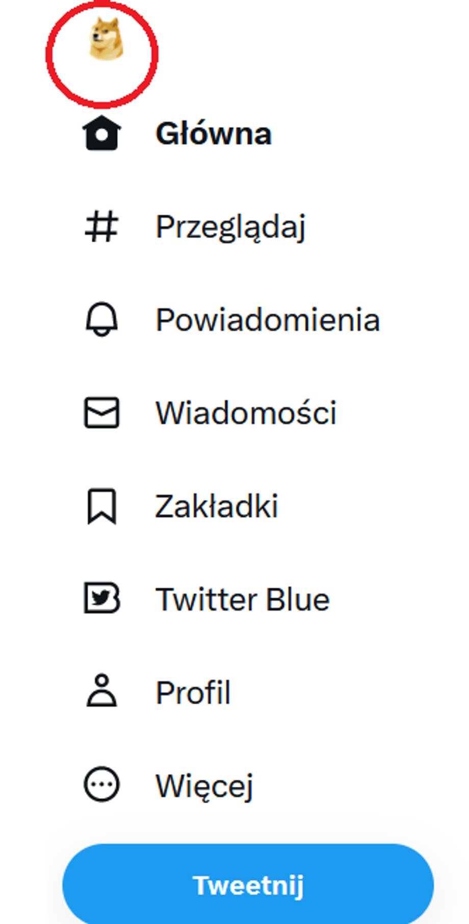 Logo dogecoin pojawia się na TT zamiast niebieskiego ptaszka