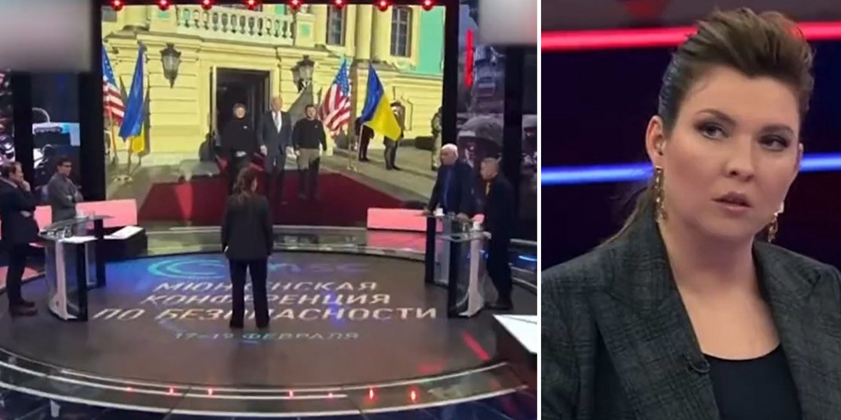 Rozmowa w rosyjskiej telewizji o wizycie Bidena w Kijowie.