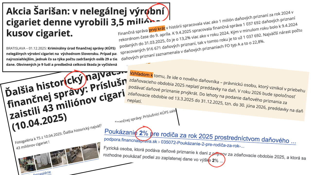 Finančná správa má v oficiálnych tlačových materiáloch gramatické aj pravopisné chyby.