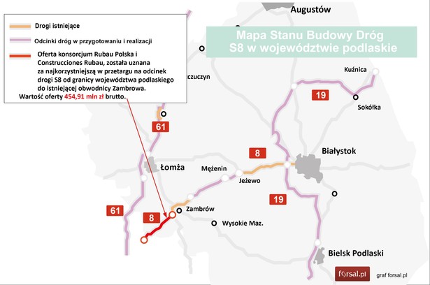 Droga S8 w Podlaskim - odcinek do obwodnicy Zambrowa