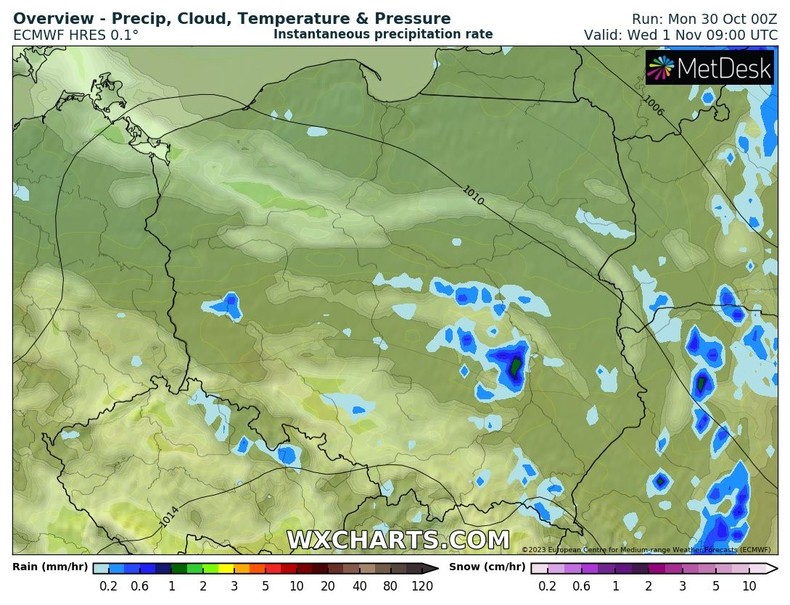 W środę miejscami może spaść słaby deszcz