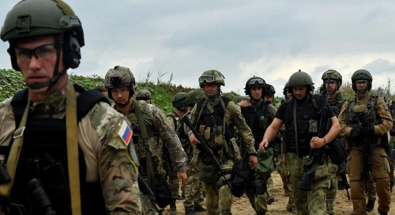 Russian soldiers in St. Petersburg on August 25, 2022.Photo by OLGA MALTSEVA/AFP via Getty Images