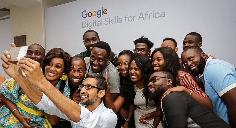 Google CEO Sundar Pichai takes a selfie in Lagos, which he posted to Twitter SUNDAR PICHAI, TWITTER