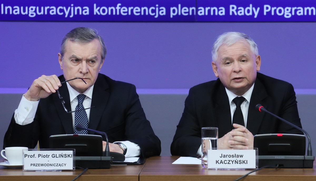 Prof. Piotr Gliński i prezes PiS Jarosław Kaczyński