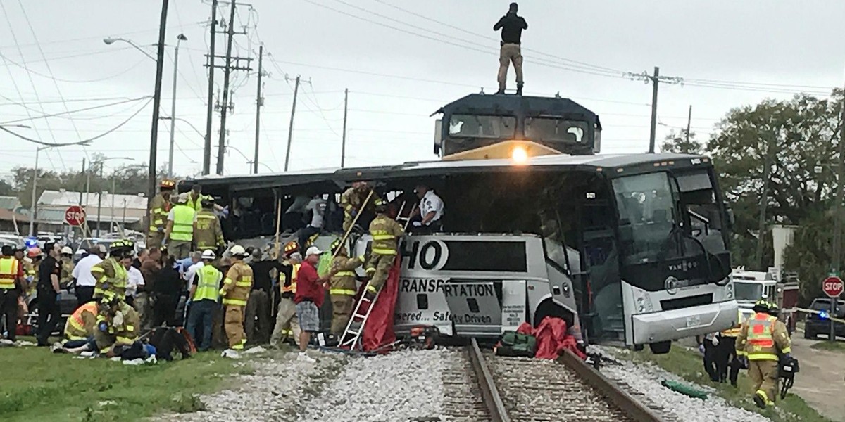 Pociąg staranował autobus