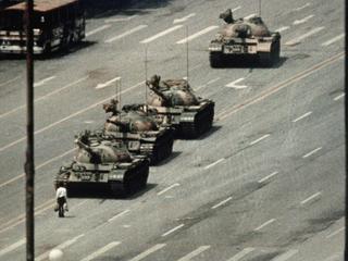 Protester Blocking Tanks Approaching Tiananmen Square