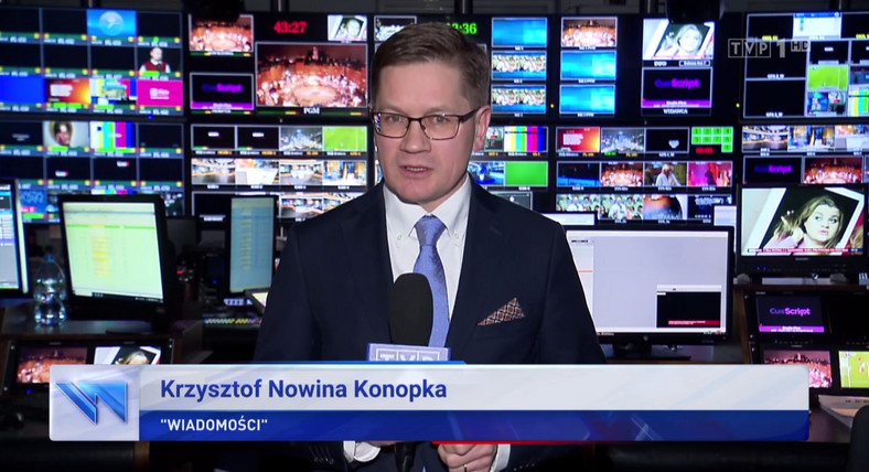 Krzysztof Nowina Konopka w "Wiadomościach" TVP (screen z programu)