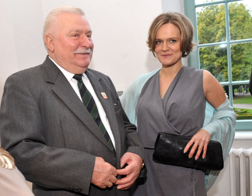 Lech Wałęsa z córką Marią Wiktorią na imieninach