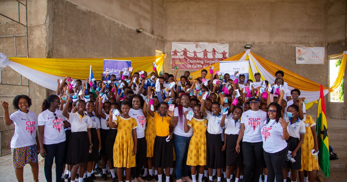 Rotary Club of Accra SpeaksMasters donate menstrual cups to students at