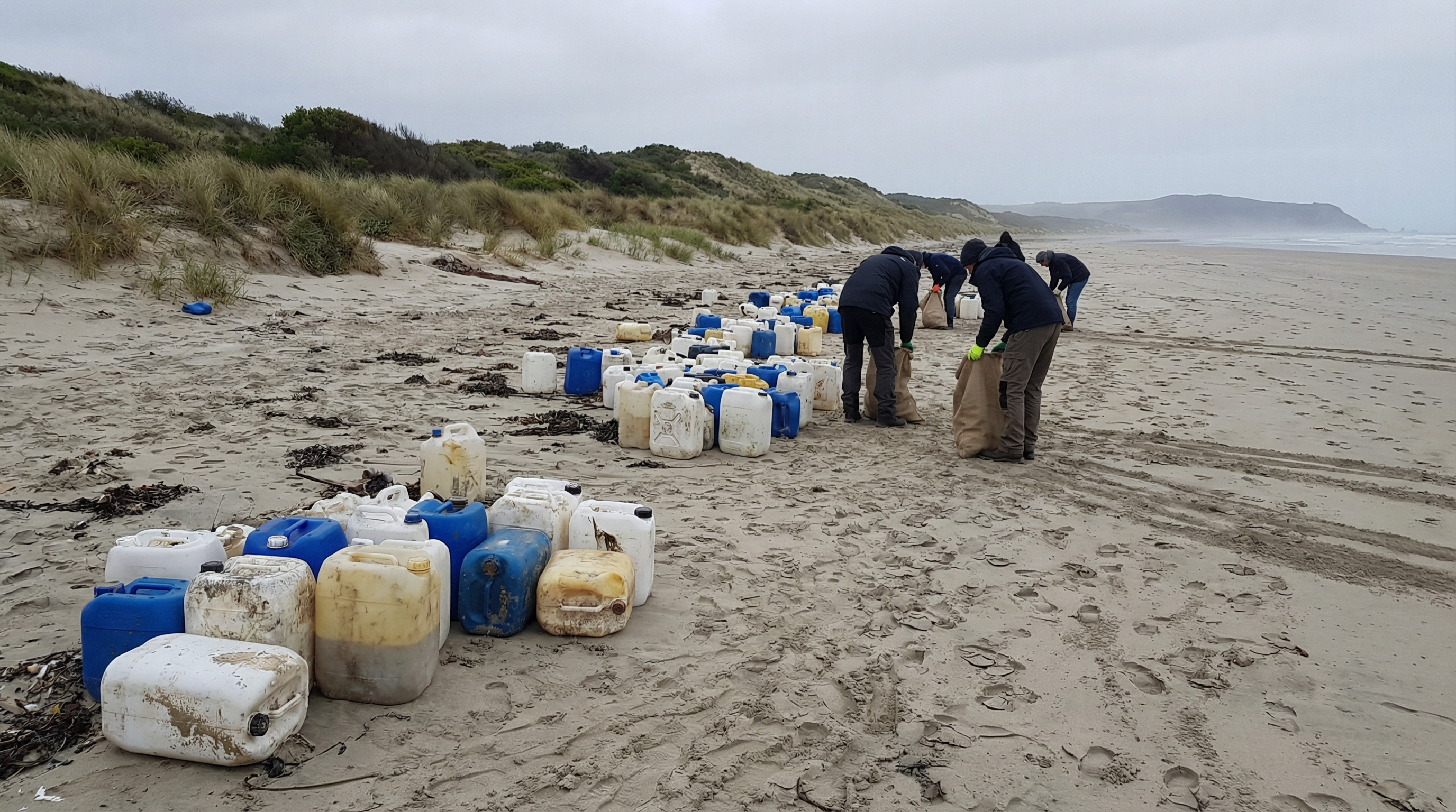 El narcotráfico convierte las playas de Doñana en un «cementerio de garrafas»