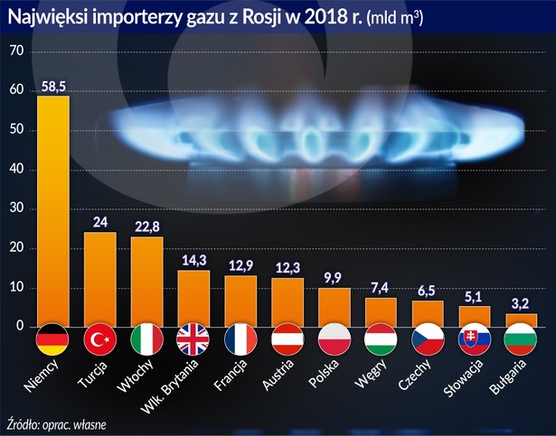 Najwięksi importerzy gazu z Rosji (graf. Obserwator Finansowy)