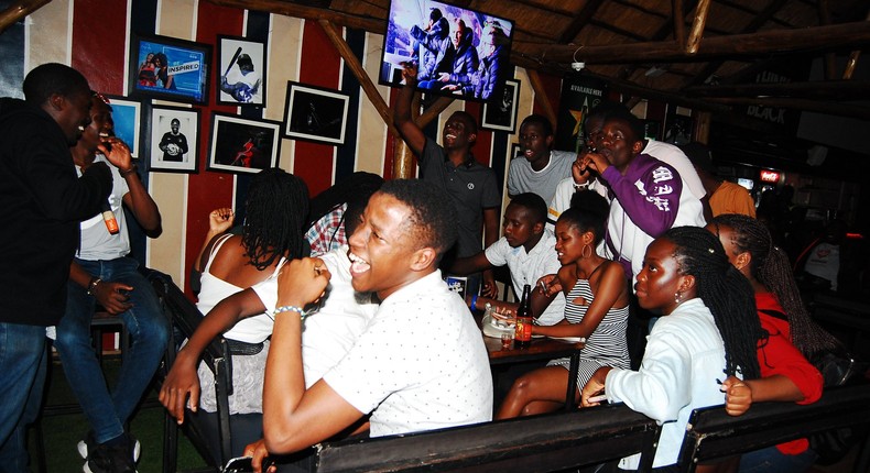 Revelers enjoying a night out on the town 