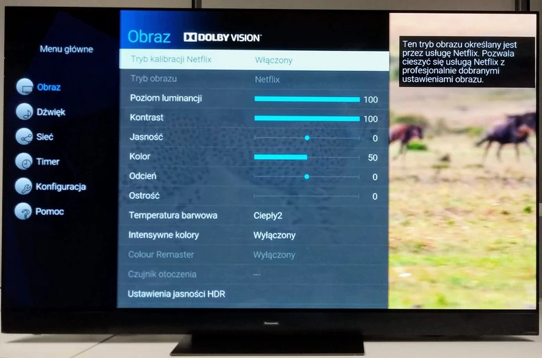 Panasonic TX-65GZ2000E - tryb kalibracji Netflix