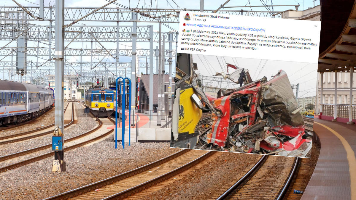 Czołowe zderzenie pociągów w Gdyni. Utrudnienia w ruchu kolejowym