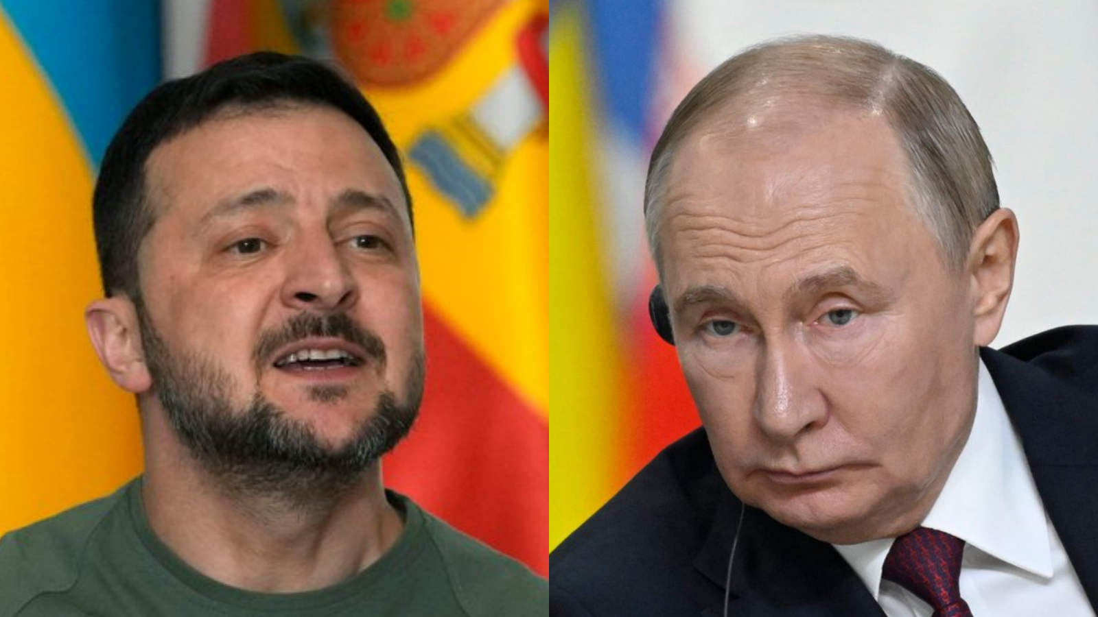 Ukrajinský prezident Volodymyr Zelenskyj a ruský prezident Vladimir Putin.