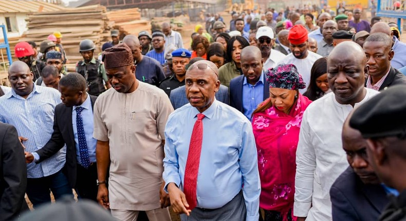 Amaechi on assessment tour of a railway project [Israel Ibeleme]