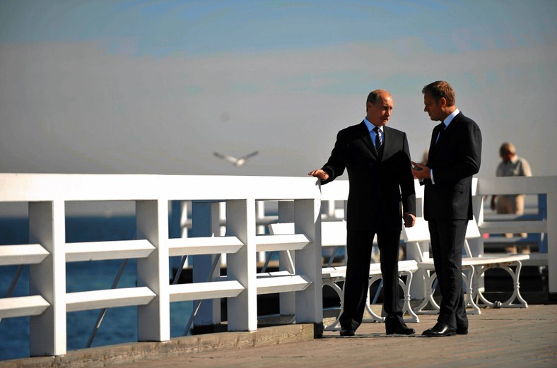 Władimir Putin i Donald Tusk na molo w Sopocie (01.09.2009)