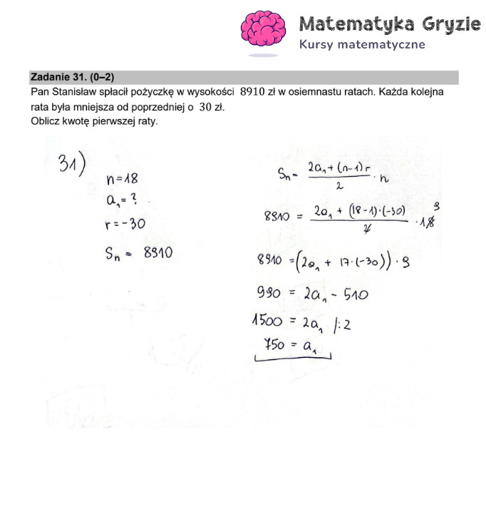 Arkusz CKE i odpowiedzi. Matematyka, poziom podstawowy formuła 2015 - zadanie 31