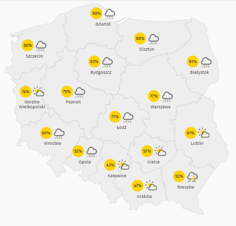 Prognoza zachmurzenia w czwartek 1 kwietnia