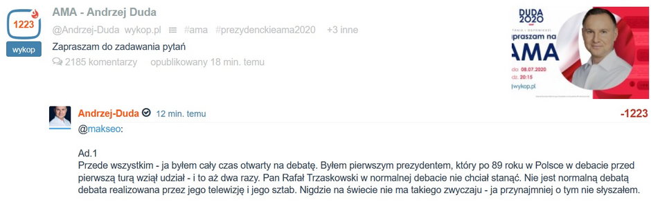 Odpowiedź Andrzeja Dudy na pytania jednego z internautów